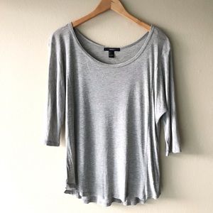 Forever21 Gray 3/4 Sleeve Scoop Neck Top